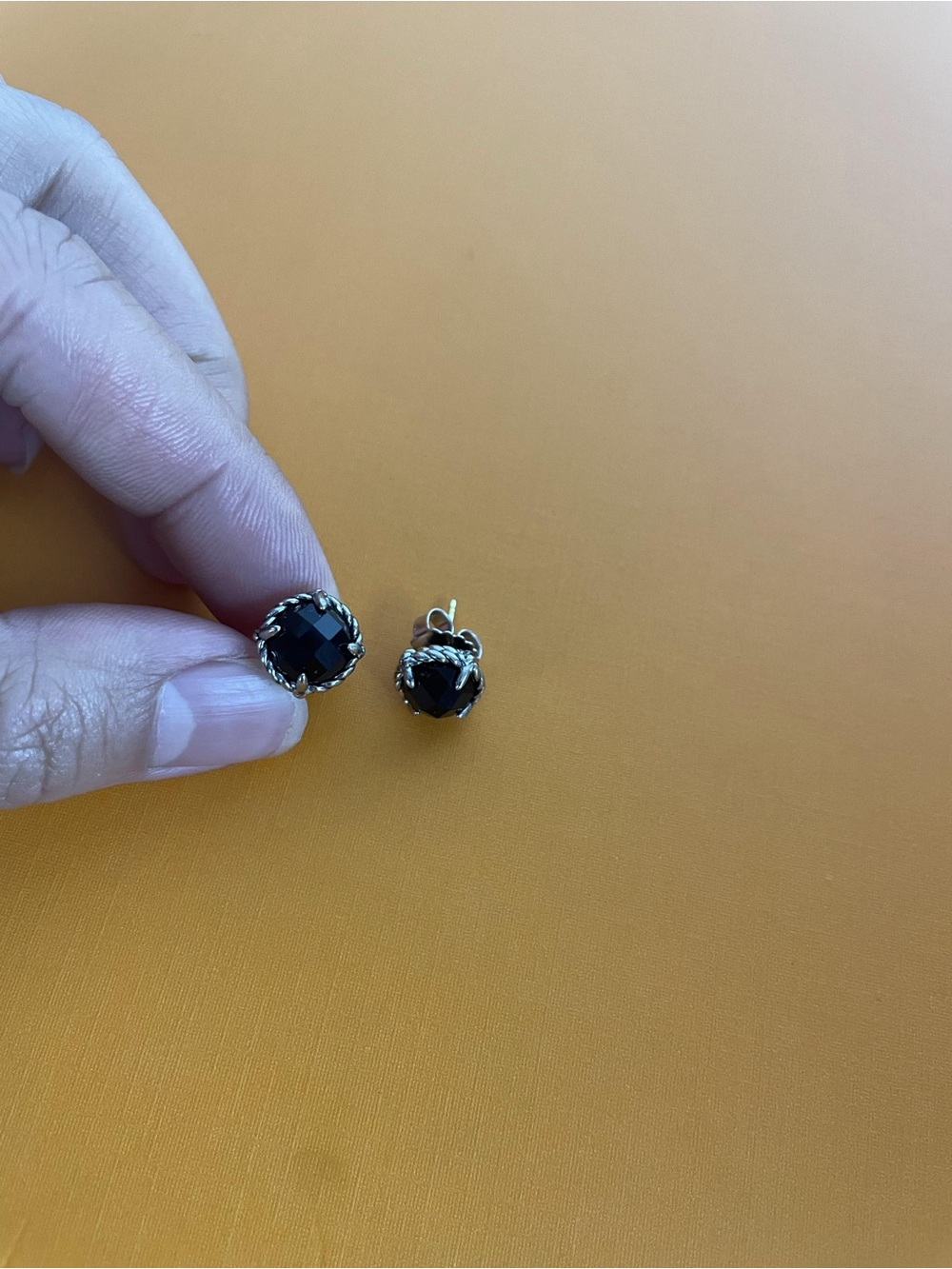 Petite Chatelaine® Stud Earrings in Sterling Silver with Black Onyx